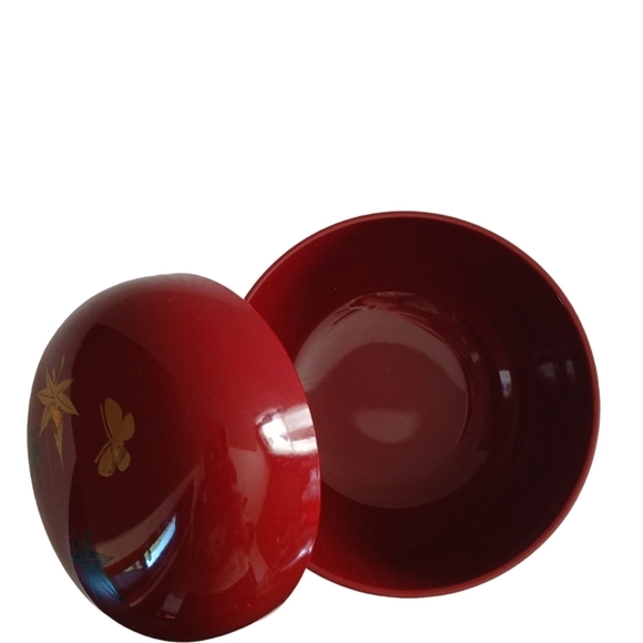 Vintage Hanae Mori Chiki Chic Round Trinket Box Bowl + Lid Gold Butterfly - Picture 5 of 9